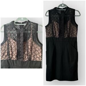 BCBGMAXAZRIA high waist dress with mesh accent top size 12